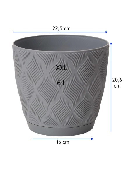 Übertopf rund Ø23 × 21 cm Rautenrelief, 6 L – Grau | Töpferkönig