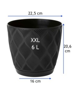 Übertopf rund Ø23 × 21 cm Rautenrelief, 6 L – Schwarz | Töpferkönig 2
