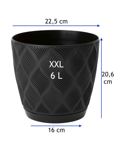 Cubremacetas redondo Ø23 × 21 cm relieve de rombos, 6 L – Negro | Töpferkönig