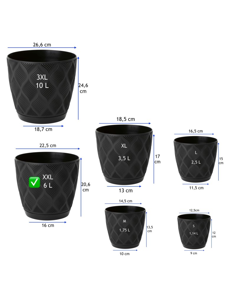 Sierpot rond Ø23 × 21 cm ruitreliëf, 6 L – Zwart | Töpferkönig