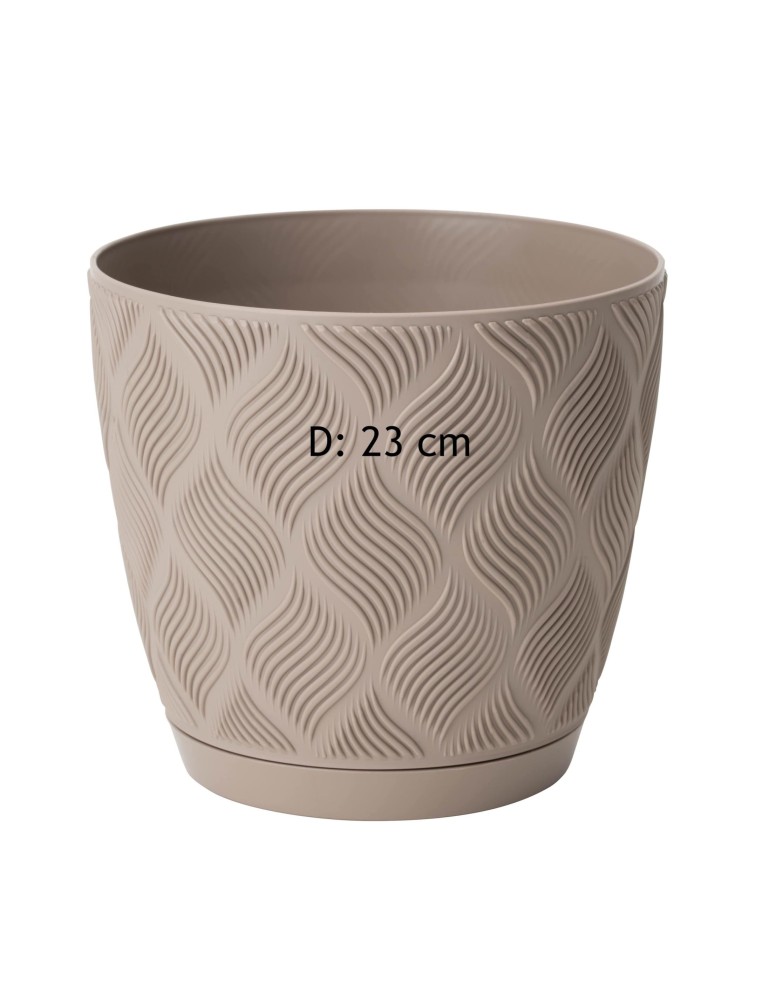 Cache-pot rond Ø23 × 21 cm à relief losange, 6 L – Taupe | Töpferkönig