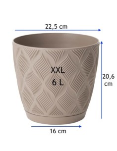 Cache-pot rond Ø23 × 21 cm à relief losange, 6 L – Taupe | Töpferkönig 2