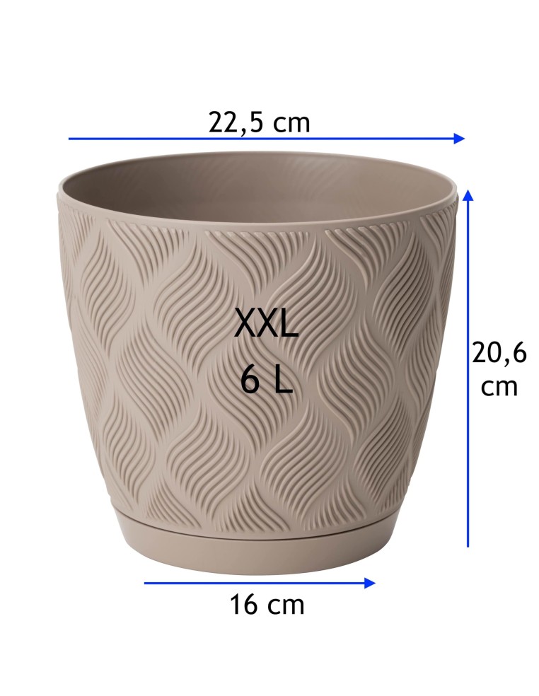 Übertopf rund Ø23 × 21 cm Rautenrelief, 6 L – Taupe | Töpferkönig