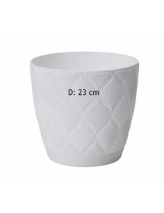 Cache-pot rond Ø23 × 21 cm à relief losange, 6 L – Blanc | Töpferkönig