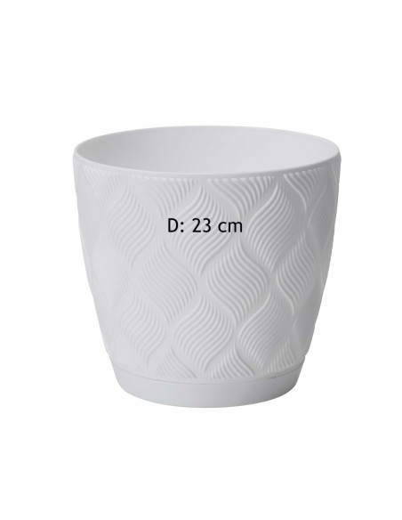 Übertopf rund Ø23 × 21 cm Rautenrelief, 6 L – Weiß | Töpferkönig