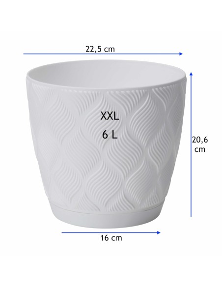 Cubremacetas redondo Ø23 × 21 cm relieve de rombos, 6 L – Blanco | Töpferkönig