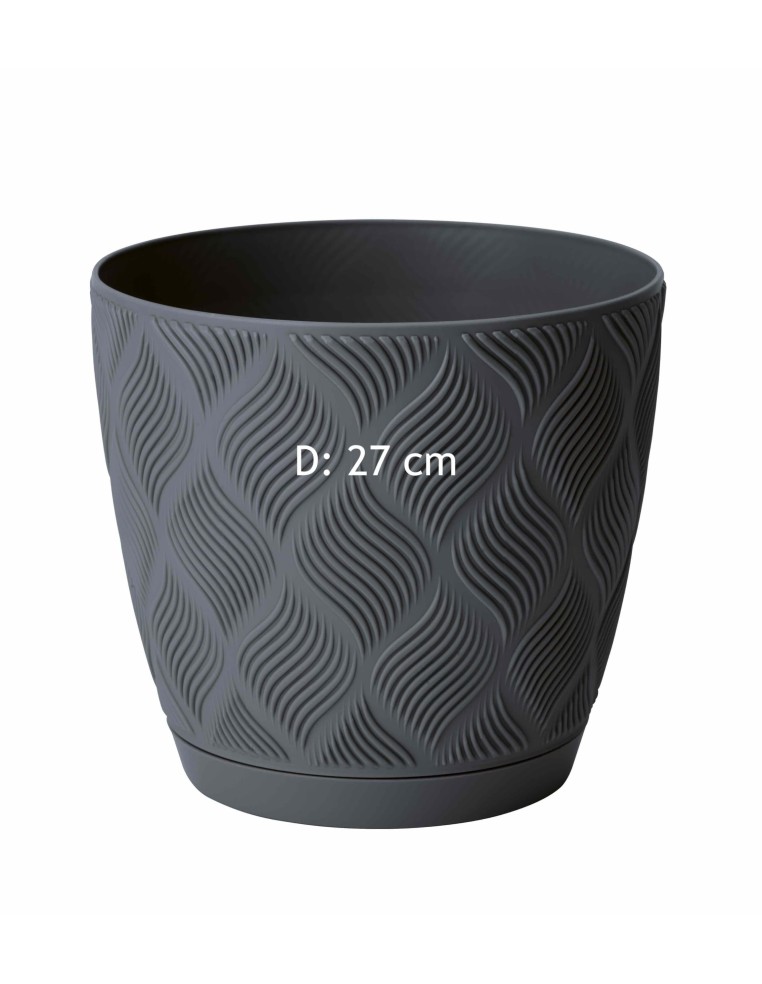 Cache-pot rond Ø27 × 25 cm à relief losange, 10 L – Anthracite | Töpferkönig