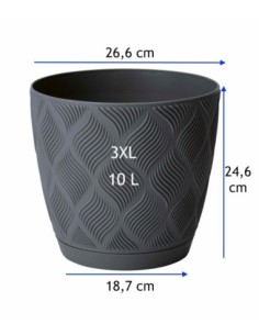 Übertopf rund Ø27 × 25 cm Rautenrelief, 10 L – Anthrazit | Töpferkönig 2