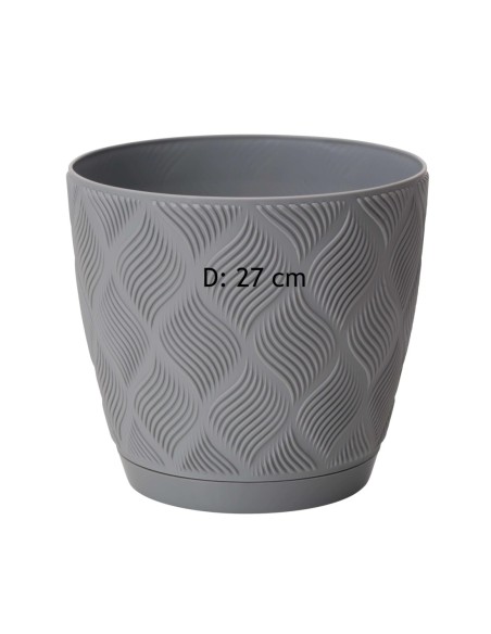 Cubremacetas redondo Ø27 × 25 cm relieve de rombos, 10 L – Gris | Töpferkönig