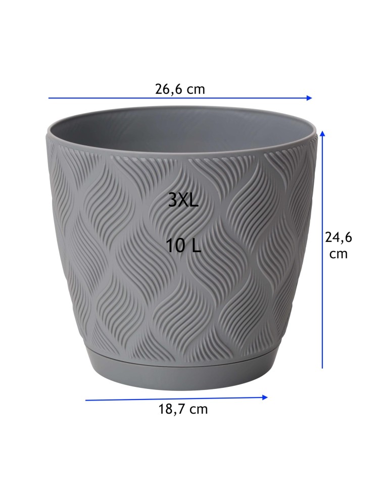 Coprivaso rotondo Ø27 × 25 cm rilievo a rombi, 10 L – Grigio | Töpferkönig