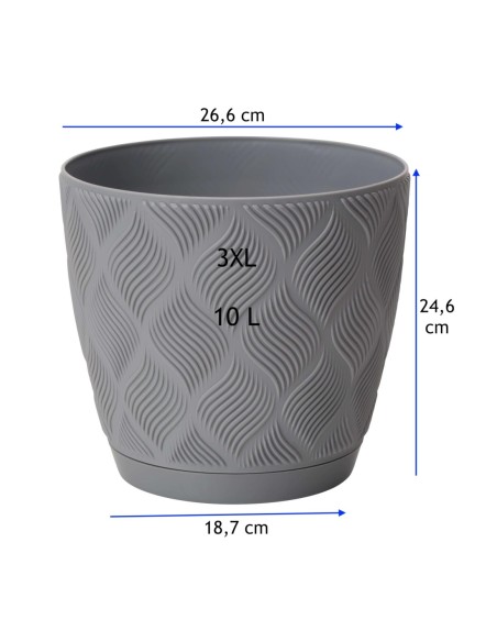 Cubremacetas redondo Ø27 × 25 cm relieve de rombos, 10 L – Gris | Töpferkönig