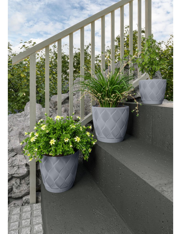 Coprivaso rotondo Ø27 × 25 cm rilievo a rombi, 10 L – Grigio | Töpferkönig