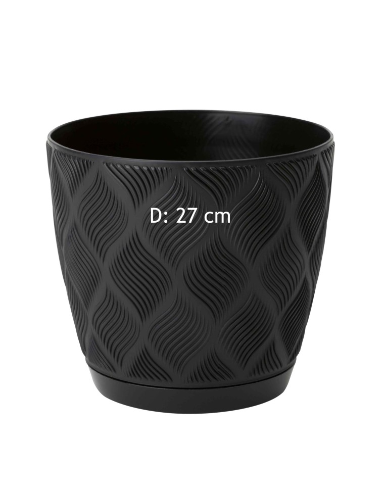 Cache-pot rond Ø27 × 25 cm à relief losange, 10 L – Noir | Töpferkönig