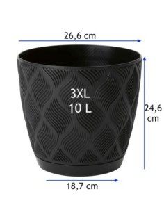 Sierpot rond Ø27 × 25 cm ruitreliëf, 10 L – Zwart | Töpferkönig 2