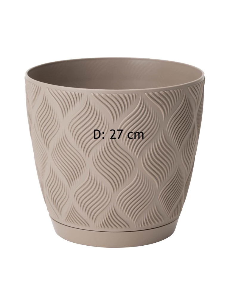 Übertopf rund Ø27 × 25 cm Rautenrelief, 10 L – Taupe | Töpferkönig
