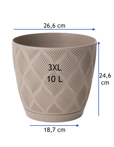 Cache-pot rond Ø27 × 25 cm à relief losange, 10 L – Taupe | Töpferkönig