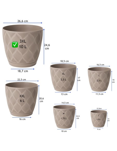 Sierpot rond Ø27 × 25 cm ruitreliëf, 10 L – Taupe | Töpferkönig