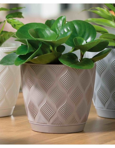 Cache-pot rond Ø27 × 25 cm à relief losange, 10 L – Taupe | Töpferkönig