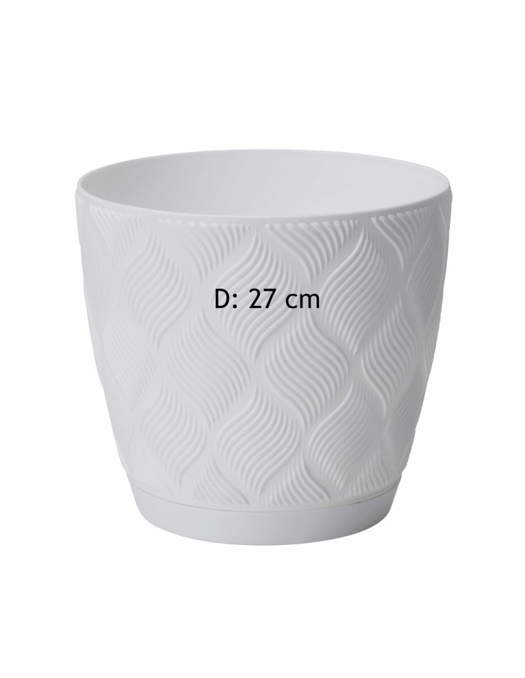 Cache-pot rond Ø27 × 25 cm à relief losange, 10 L – Blanc | Töpferkönig