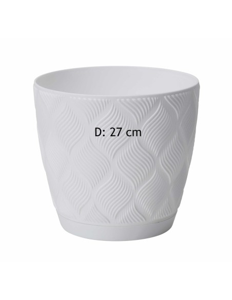 Übertopf rund Ø27 × 25 cm Rautenrelief, 10 L – Weiß | Töpferkönig