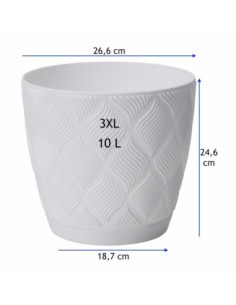 Cache-pot rond Ø27 × 25 cm à relief losange, 10 L – Blanc | Töpferkönig 2
