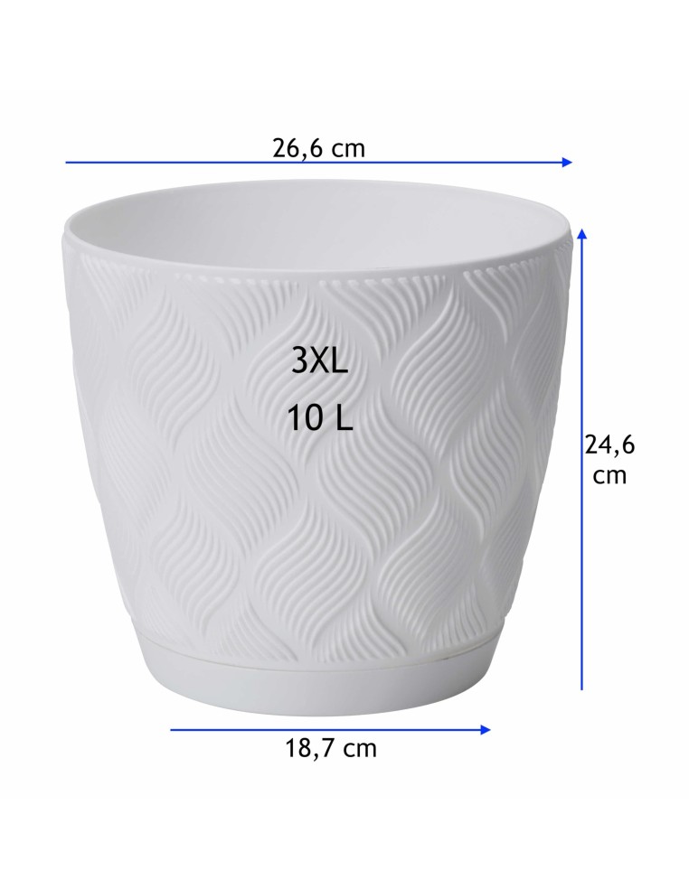 Cache-pot rond Ø27 × 25 cm à relief losange, 10 L – Blanc | Töpferkönig