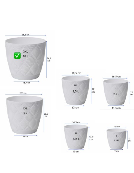 Sierpot rond Ø27 × 25 cm ruitreliëf, 10 L – Wit | Töpferkönig