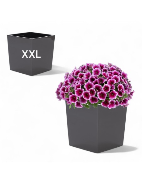 Blumentopf eckig XXL 39 × 39 × 42 cm Hochglanz mit Bewässerungssystem, 53 L – Anthrazit | Töpferkönig