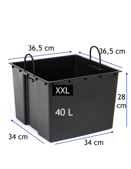 Vaso quadrato XXL 39 × 39 × 42 cm lucido con sistema di irrigazione, 53 L – Antracite | Töpferkönig