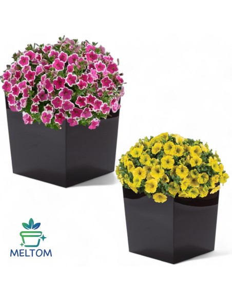 Blumentopf eckig XXL 39 × 39 × 42 cm Hochglanz mit Bewässerungssystem, 53 L – Schwarz | Töpferkönig