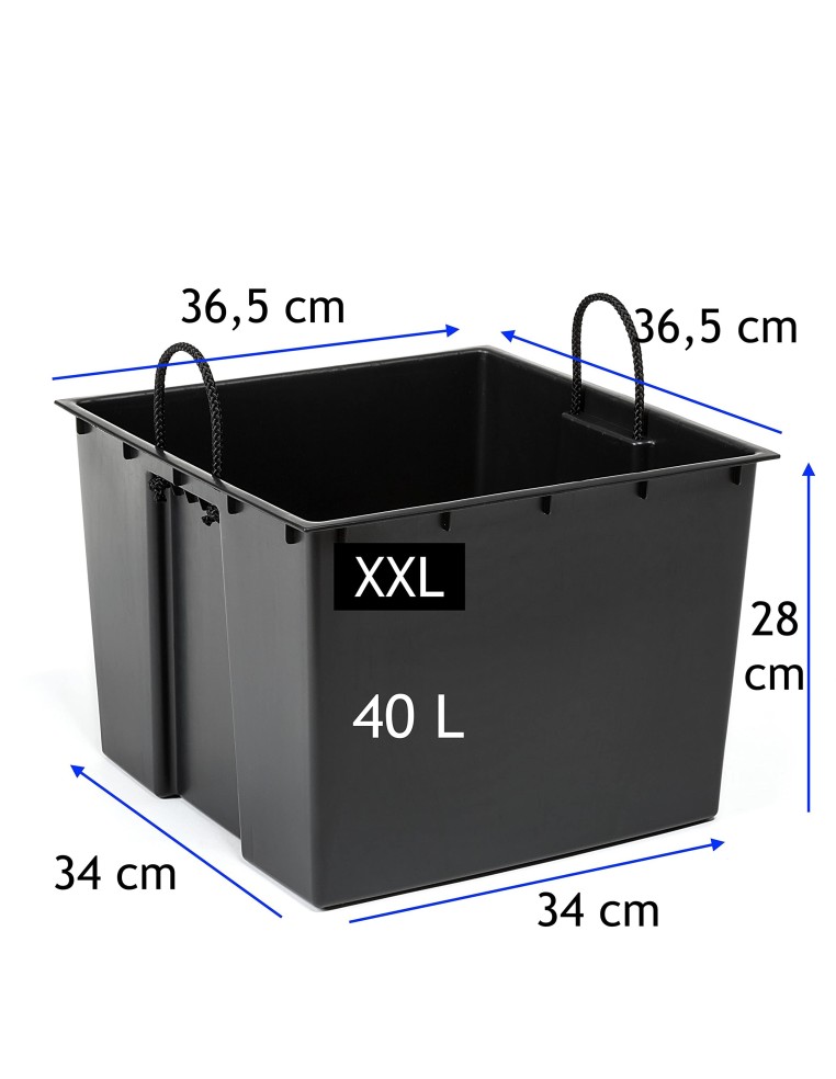 Pot carré XXL 39 × 39 × 42 cm brillant avec système d'arrosage, 53 L – Blanc | Töpferkönig