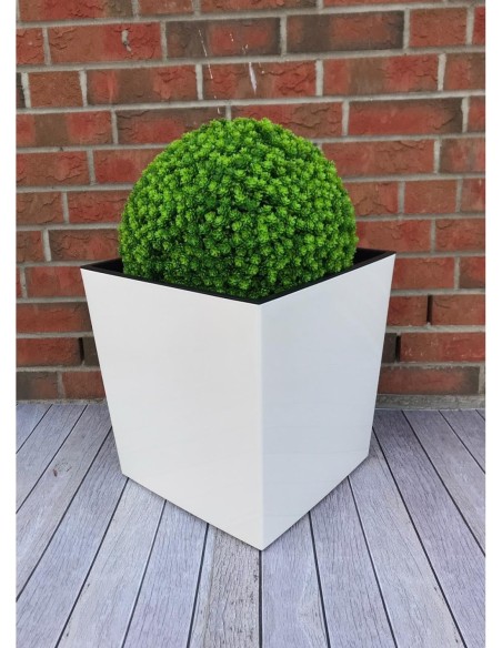 Blumentopf eckig XXL 39 × 39 × 42 cm Hochglanz mit Bewässerungssystem, 53 L – Creme | Töpferkönig