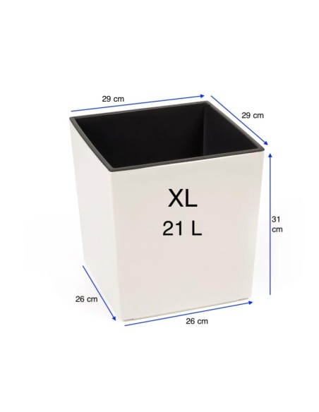 Blumentopf eckig XL 29 × 29 × 31 cm Hochglanz mit Bewässerungssystem, 21 L – Creme | Töpferkönig
