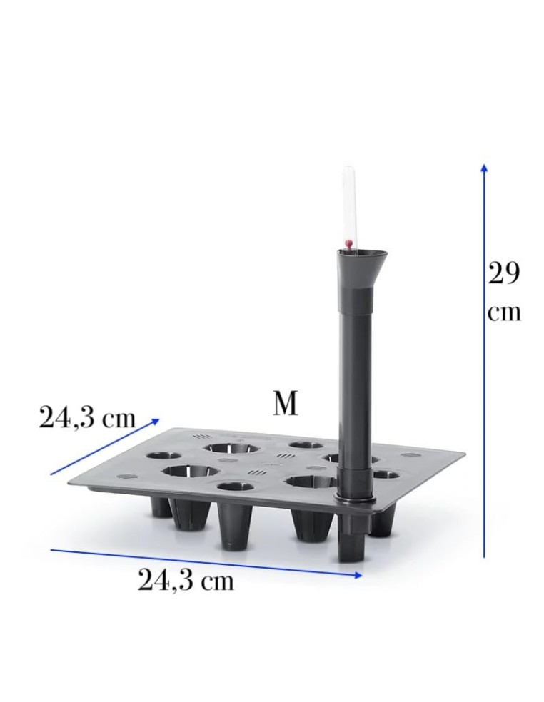 Sistema di irrigazione quadrato 24 × 24 cm con indicatore del livello dell'acqua | Töpferkönig