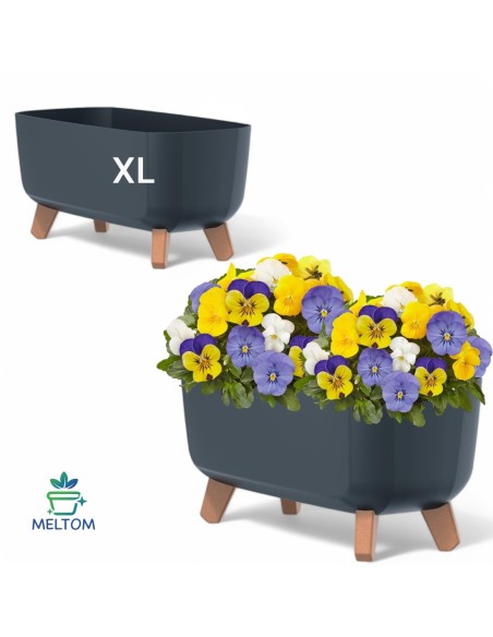 Pflanzschale mit Füßen 39 × 19 × 19 cm Beton-Optik, 8,5 L – Beton Anthrazit | Töpferkönig