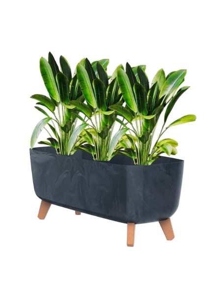 Cuenco para plantas con patas 39 × 19 × 19 cm efecto hormigón, 8,5 L – Antracita hormigón | Töpferkönig