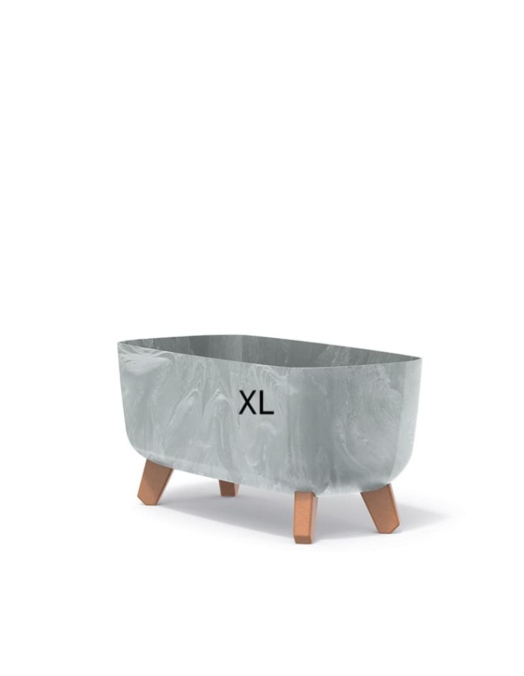Plantenschaal op pootjes 39 × 19 × 19 cm betonlook, 8,5 L – Betongrijs | Töpferkönig