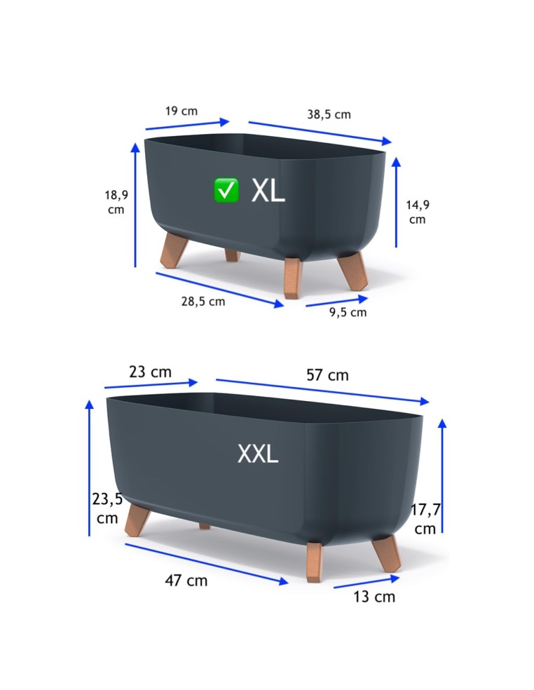 Plantenschaal op pootjes 39 × 19 × 19 cm mat, 8,5 L – Antraciet | Töpferkönig