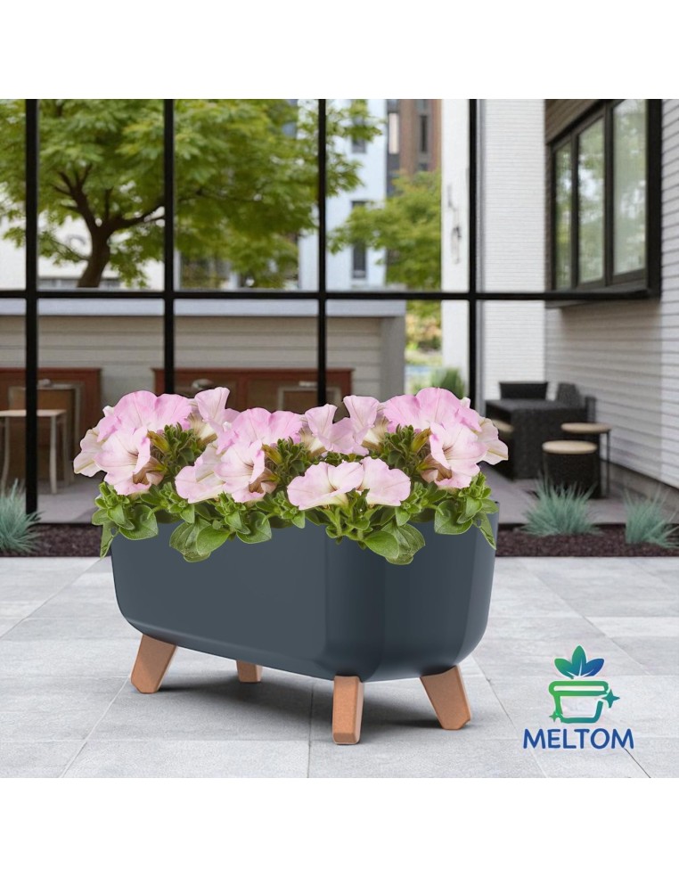 Jardinière sur pieds 39 × 19 × 19 cm mate, 8,5 L – Anthracite | Töpferkönig