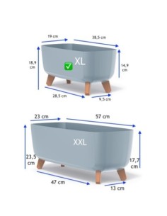 Plantenschaal op pootjes 39 × 19 × 19 cm mat, 8,5 L – Grijs | Töpferkönig 2