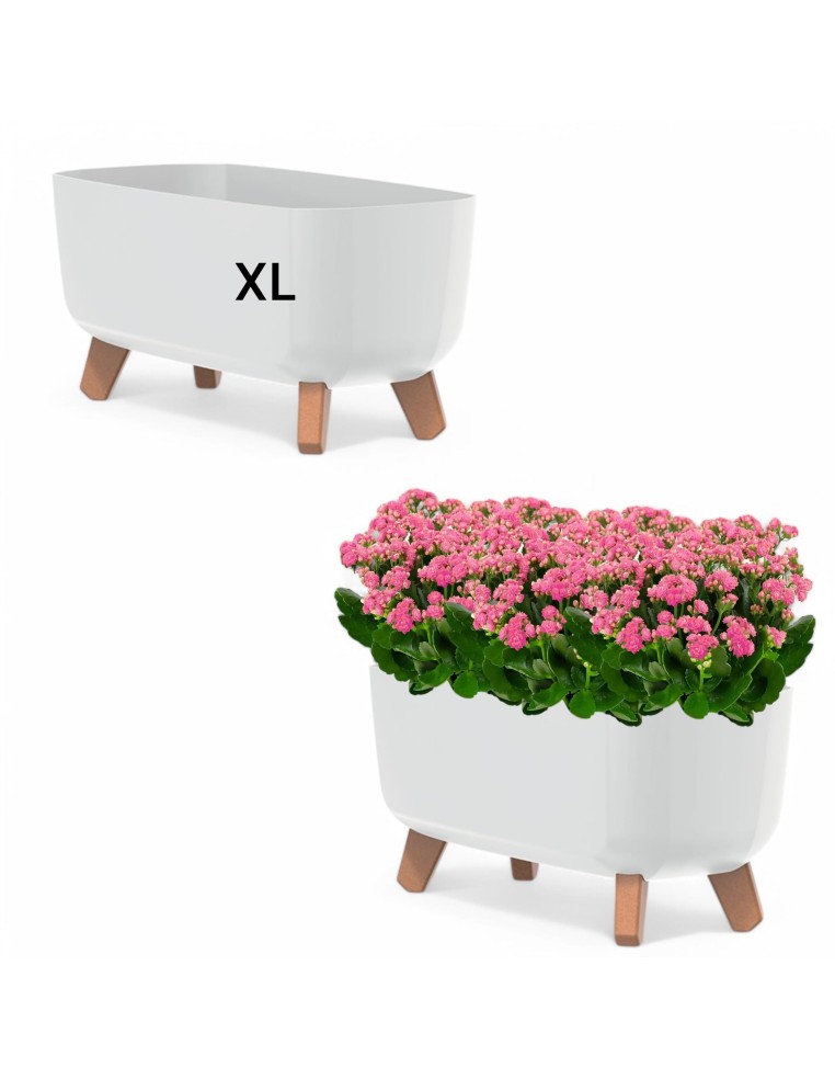 Cuenco para plantas con patas 39 × 19 × 19 cm mate, 8,5 L – Blanco | Töpferkönig
