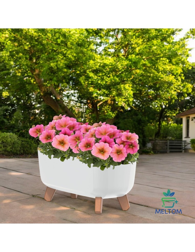 Jardinière sur pieds 39 × 19 × 19 cm mate, 8,5 L – Blanc | Töpferkönig