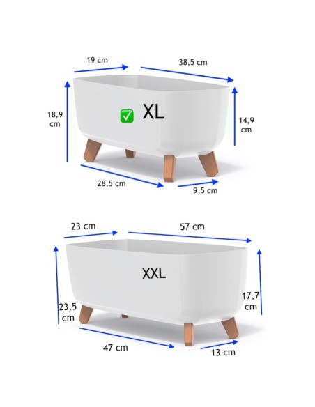 Cuenco para plantas con patas 39 × 19 × 19 cm mate, 8,5 L – Blanco | Töpferkönig