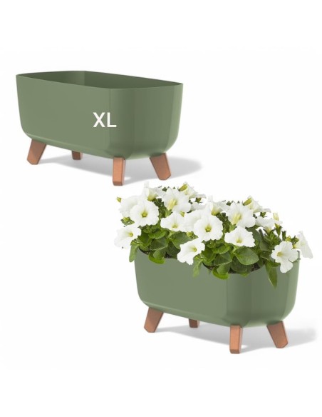 Jardinière sur pieds 39 × 19 × 19 cm mate, 8,5 L – Vert | Töpferkönig