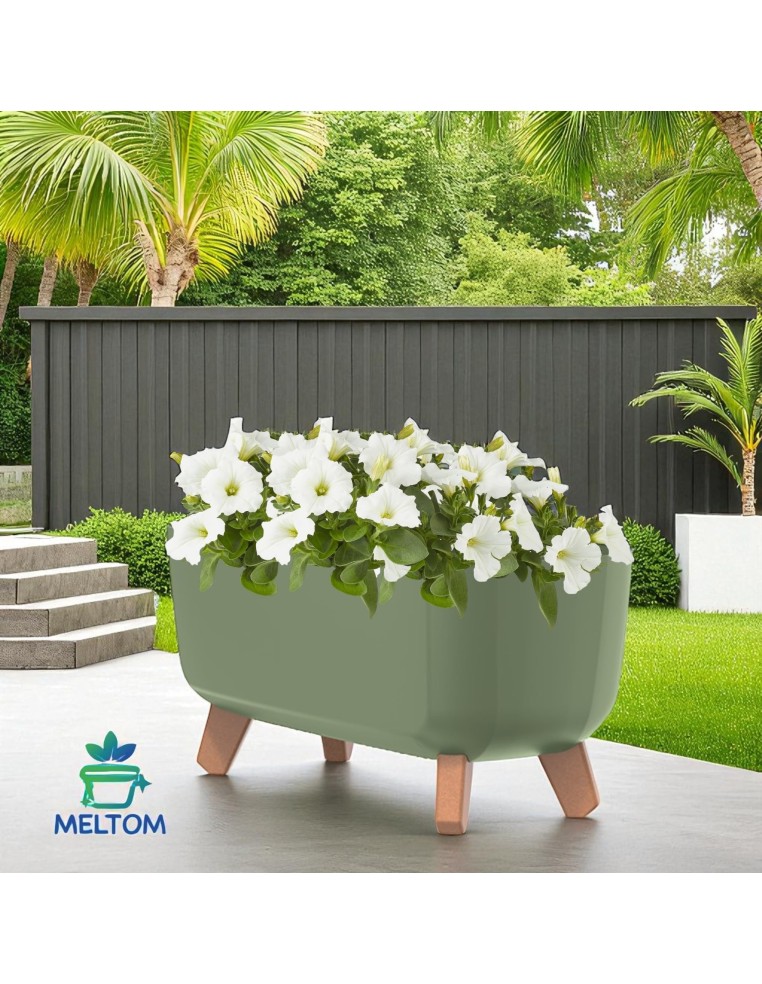 Ciotola per piante con piedini 39 × 19 × 19 cm opaca, 8,5 L – Verde | Töpferkönig