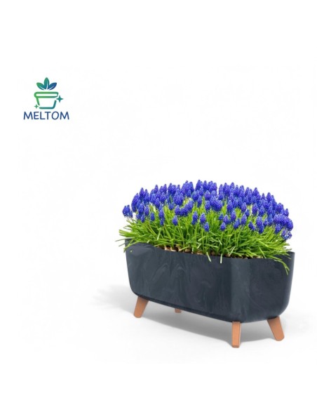 Cuenco para plantas con patas 57 × 23 × 24 cm efecto hormigón, 19,5 L – Antracita hormigón | Töpferkönig
