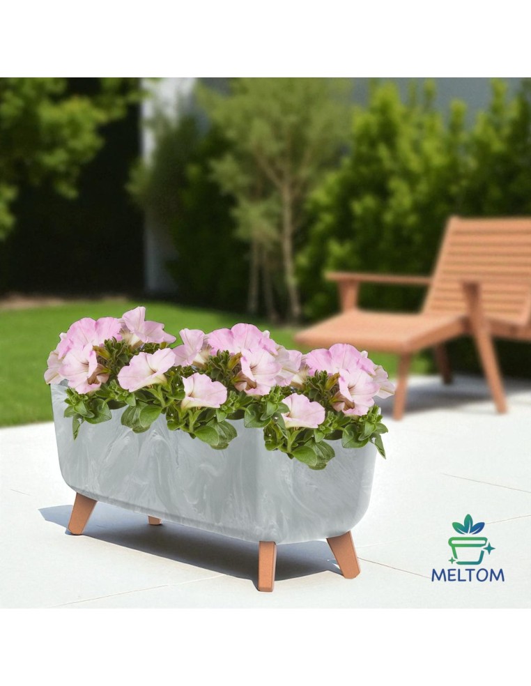 Pflanzschale mit Füßen 57 × 23 × 24 cm Beton-Optik, 19,5 L – Beton Grau | Töpferkönig