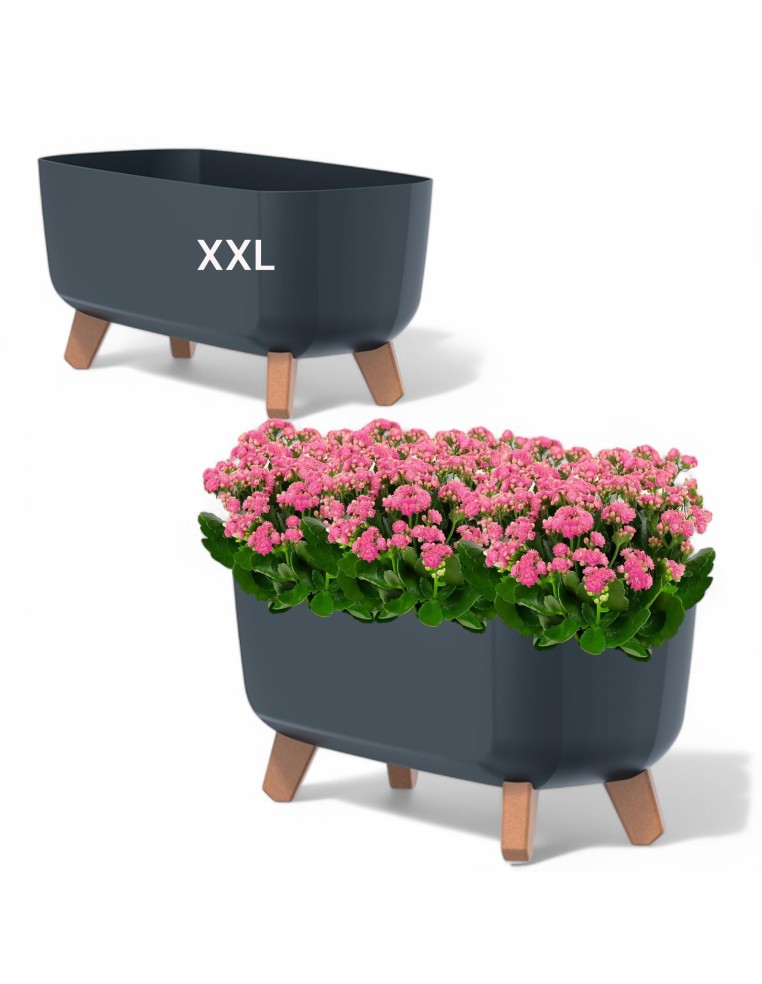 Jardinière sur pieds 57 × 23 × 24 cm mate, 19,5 L – Anthracite | Töpferkönig