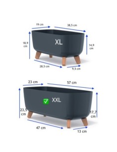 Plantenschaal op pootjes 57 × 23 × 24 cm mat, 19,5 L – Antraciet | Töpferkönig 2