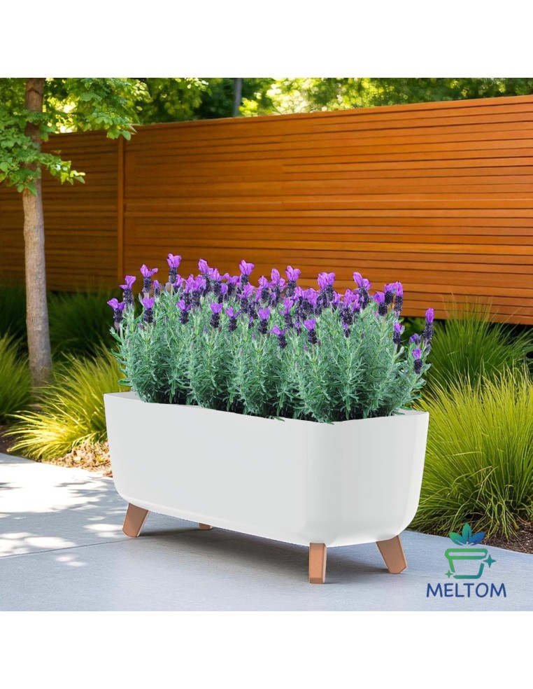 Cuenco para plantas con patas 57 × 23 × 24 cm mate, 19,5 L – Blanco | Töpferkönig